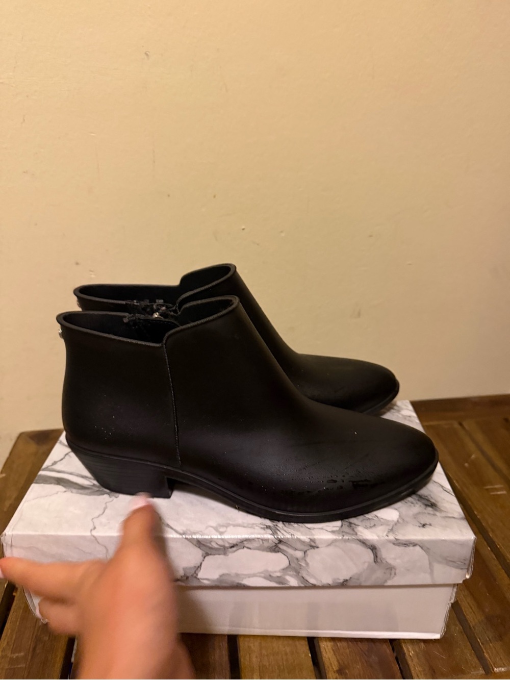 Sam Edelman Black Low Heel Side-Zip Ankle Booties